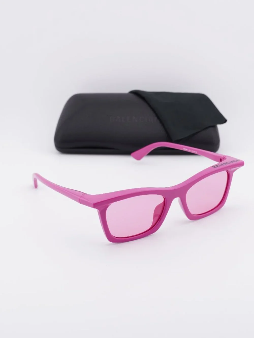 Balenciaga BB0099S 003 Rectangle Sunglasses - Violet / Pink